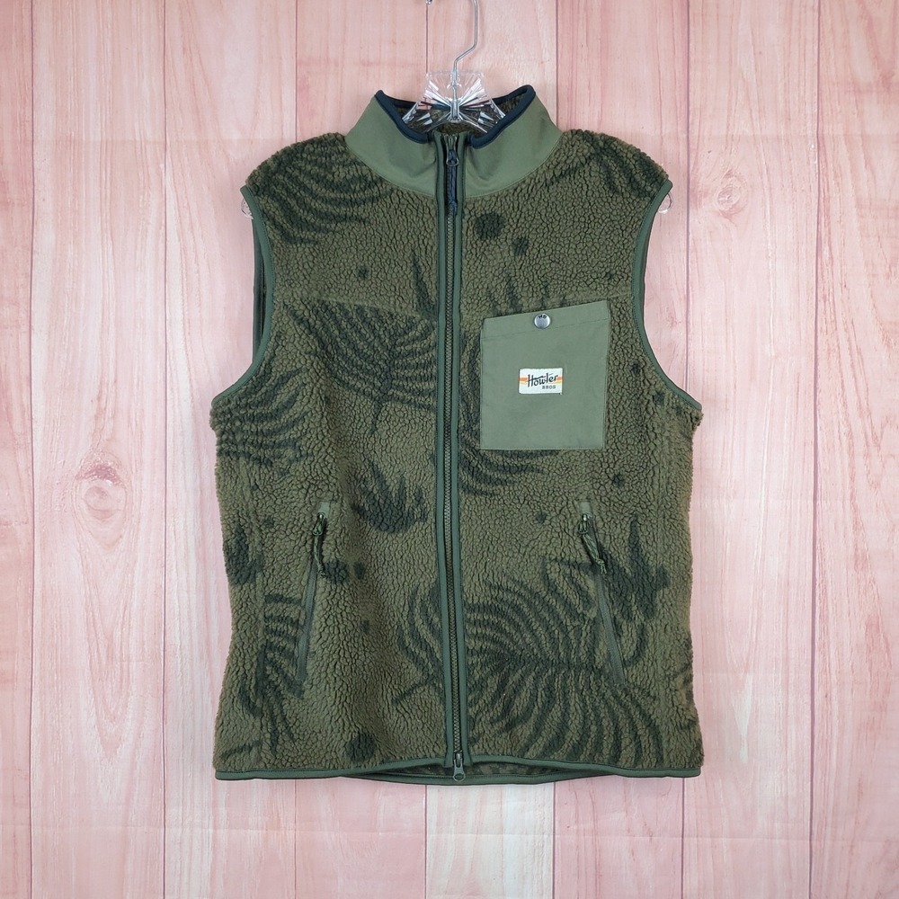 Howler Brothers Chisos Fleece Sherpa Vest Mens S Green Full Zip Pile